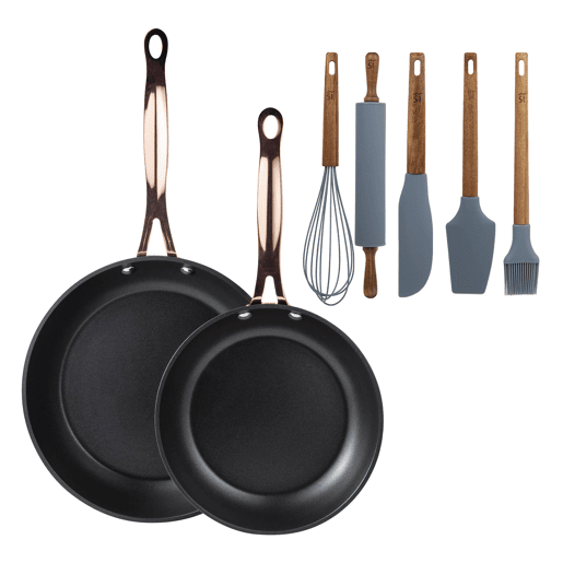 Frigideiras de indução de cobre Ø20Ø24cm e utensílios de cozinha