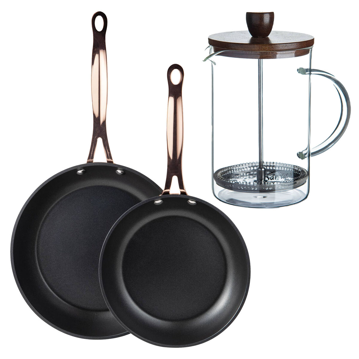 Sartenes ø20ø24cm inducción copper y cafetera de émbolo