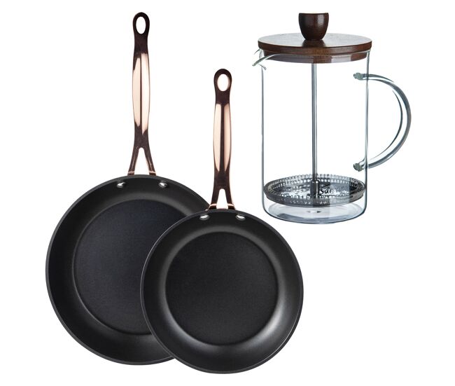 Sartenes ø20ø24cm inducción copper y cafetera de émbolo