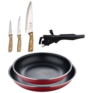 Frigideiras de indução Click&Cook Ø22Ø26cm e facas de cozinha