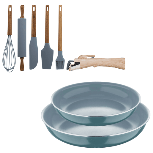 Frigideiras de indução Click&Cook Ø24Ø28cm e utensílios de cozinha