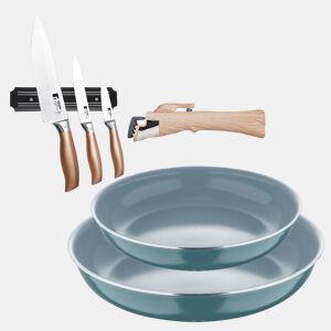 Frigideiras de indução Click&Cook Ø24Ø28cm e facas de cozinha