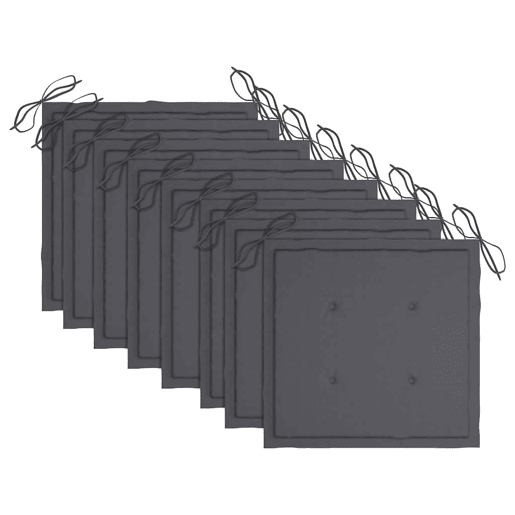 Cadeiras de jardim - Cadeiras de exterior c almofadões antracite 8 pcs teca maciça