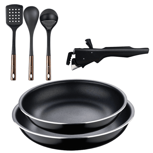 Frigideiras de indução Click&Cook Ø22Ø26cm e utensílios de cozinha