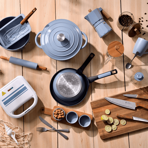 Frigideiras de indução Click&Cook Ø22Ø26cm e utensílios de cozinha