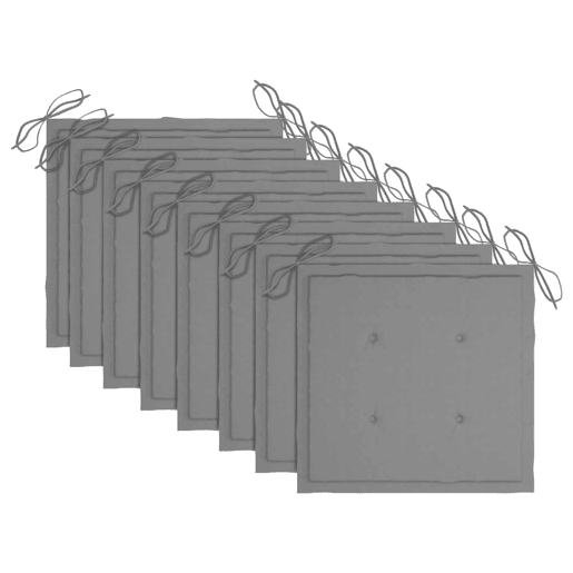 Cadeiras de jardim - Cadeiras de exterior c almofadões cinzento 8 pcs teca maciça