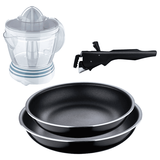Frigideiras de indução Click&Cook Ø22Ø26cm e espremedor de 1,2L