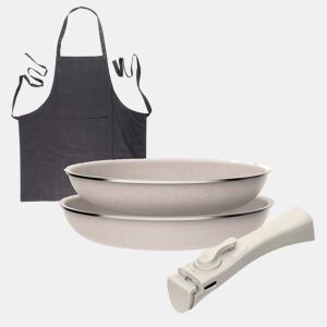 Frigideiras de indução Click&Cook Ø24Ø28cm e avental cinza