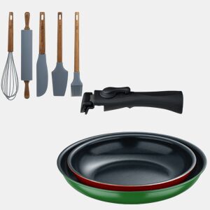Frigideiras de indução Click&Cook Ø22Ø26cm e utensílios de cozinha