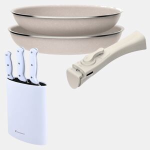 Frigideiras de indução Click&Cook Ø24Ø28cm e facas de cozinha