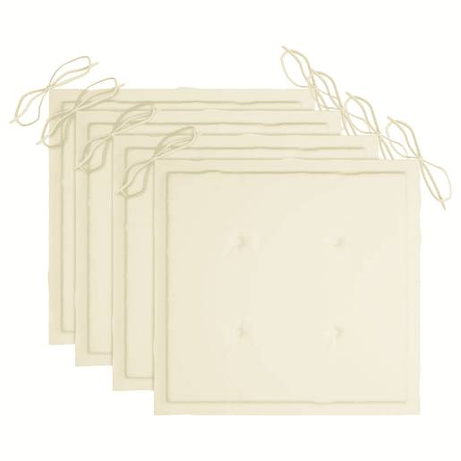 Cadeiras de jardim - Cadeiras de exterior c almofadões cor creme 4 pcs teca maciça
