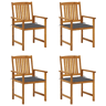 Cadeiras de jardim - Cadeiras de exterior c almofadões 4 pcs madeira de acácia maciça
