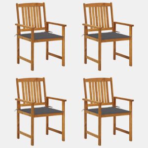 Cadeiras de jardim - Cadeiras de exterior c almofadões 4 pcs madeira de acácia maciça