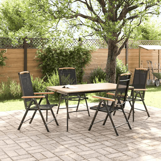 Cadeiras de jardim - Cadeiras de exterior dobráveis 4 pcs alumínio e textilene preto