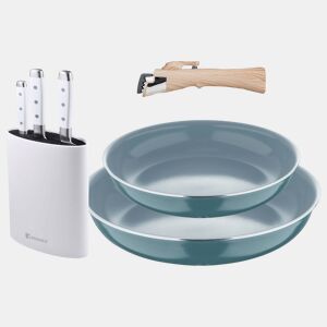 Frigideiras de indução Click&Cook Ø24Ø28cm e facas de cozinha