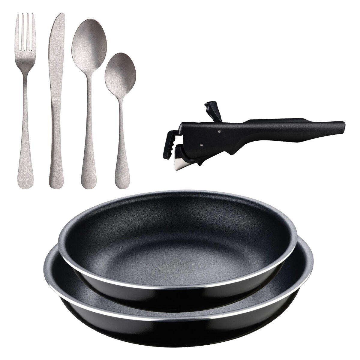 Sartenes inducción Click&Cook y Set de 16 cubiertos