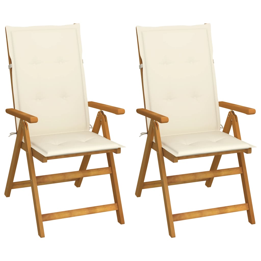 2 uds Sillas de jardín reclinables - Sillas de exterior Crema