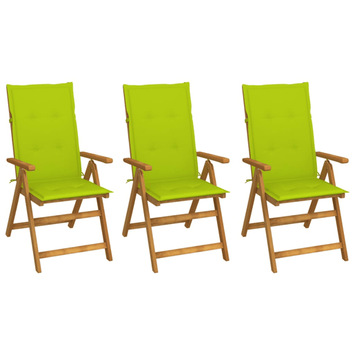 Cadeiras de jardim - Cadeiras de exterior dobráveis c almofadões 3 pcs acácia maciça