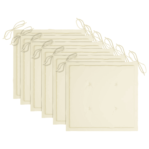 Cadeiras de jardim - Cadeiras de exterior c almofadões cor creme 6 pcs teca maciça
