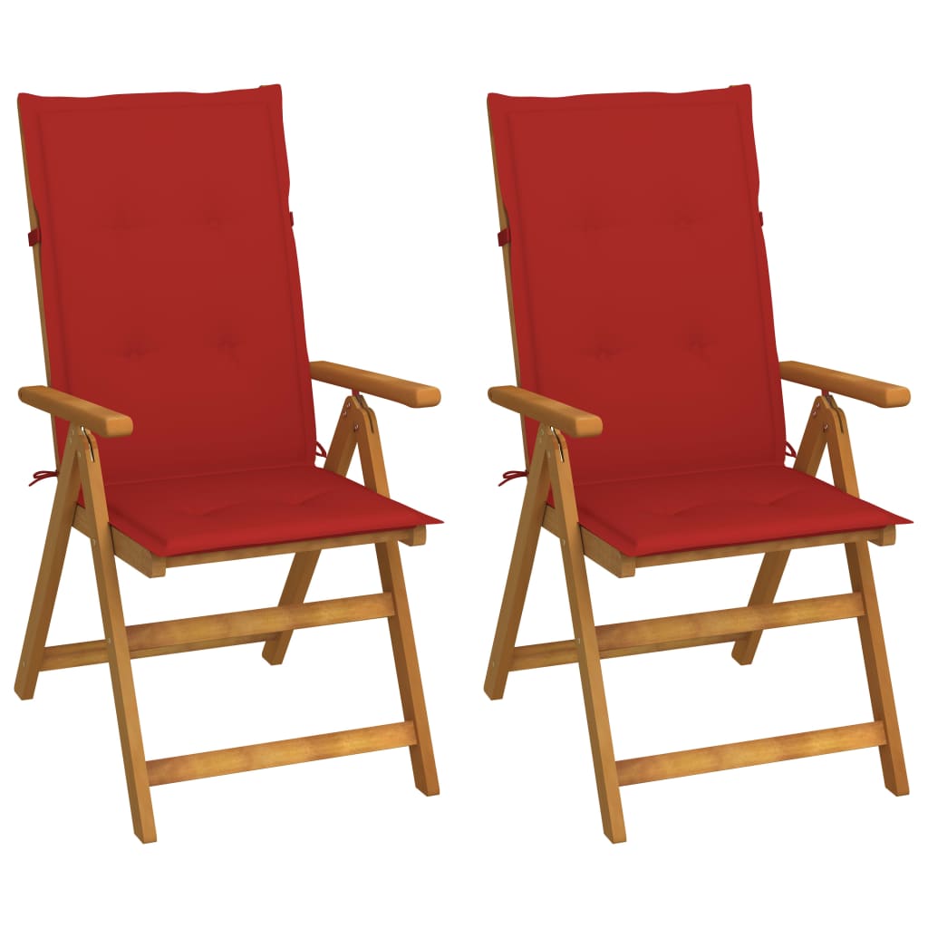 2 uds Sillas de jardín reclinables - Sillas de exterior Rojo