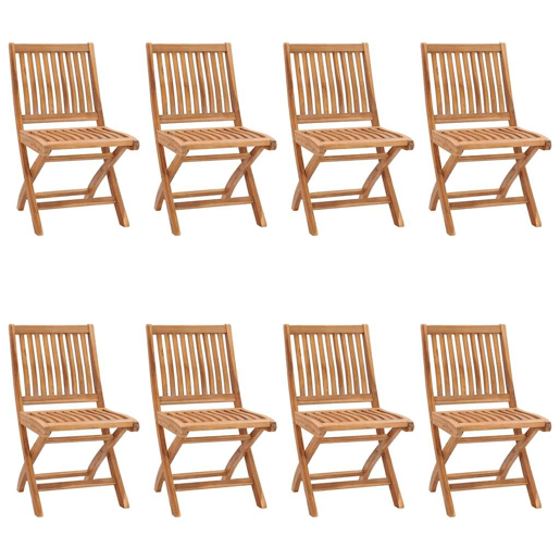 Cadeiras de jardim - Cadeiras de exterior dobráveis c almofadões 8 pcs teca maciça