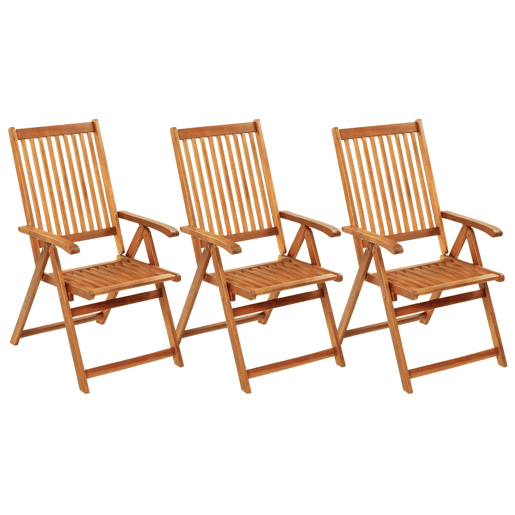 Cadeiras de jardim - Cadeiras de exterior dobráveis c almofadões 3 pcs acácia maciça