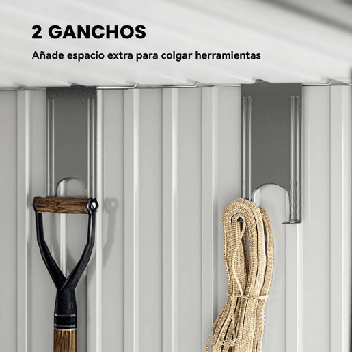 Outsunny Abrigo de Jardim Exterior 2 m² 195x122x181,5 cm Abrigo Metálico com Base SEM CHÃO 2 Portas de Correr Janelas e Ganchos para Ferramentas Cinza Claro