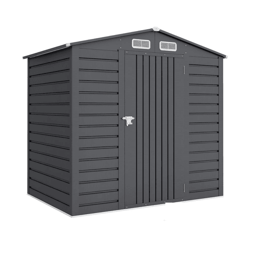 Outsunny Abrigo de Jardim Exterior 2,27 m² 190x131x188 cm Abrigo Metálico com 2 Ventilações Porta com Fechadura para Armazenamento de Ferramentas Cinza