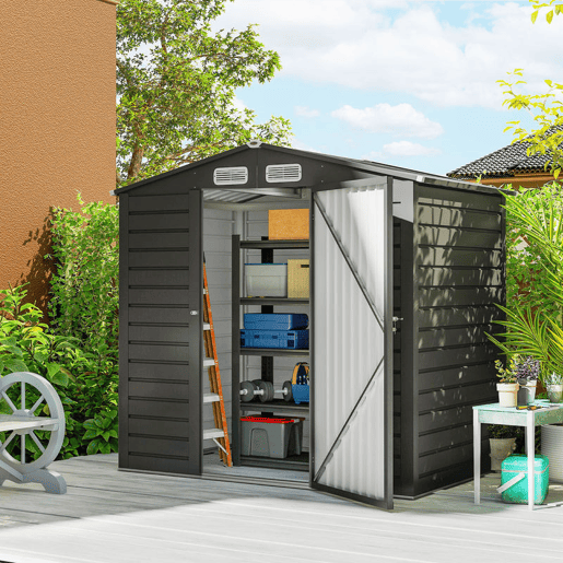 Outsunny Abrigo de Jardim Exterior 2,27 m² 190x131x188 cm Abrigo Metálico com 2 Ventilações Porta com Fechadura para Armazenamento de Ferramentas Cinza