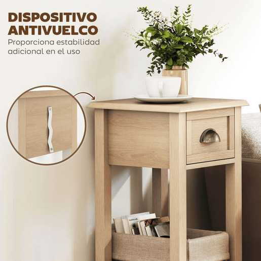HOMCOM Mesa Auxiliar Mesa de Cabeceira com Gaveta e Prateleira de Armazenamento Estilo Moderno para Sala de Estar Dormitório 30x30x75 cm Madeira