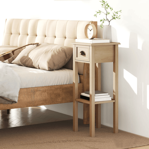 HOMCOM Mesa Auxiliar Mesa de Cabeceira com Gaveta e Prateleira de Armazenamento Estilo Moderno para Sala de Estar Dormitório 30x30x75 cm Madeira