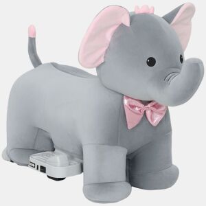 AIYAPLAY Elefante Elétrico com Música Bateria 6V Veículo de Brinquedo Elétrico Toque Suave Rodas Silenciosas de PU Pedal, Movimento para Frente Presente para Crianças de 1,5 a 5 Anos 74x34x51 cm Cinzento