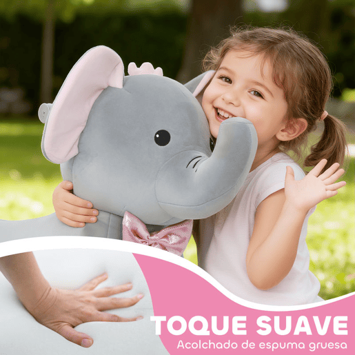 AIYAPLAY Elefante Elétrico com Música Bateria 6V Veículo de Brinquedo Elétrico Toque Suave Rodas Silenciosas de PU Pedal, Movimento para Frente Presente para Crianças de 1,5 a 5 Anos 74x34x51 cm Cinzento