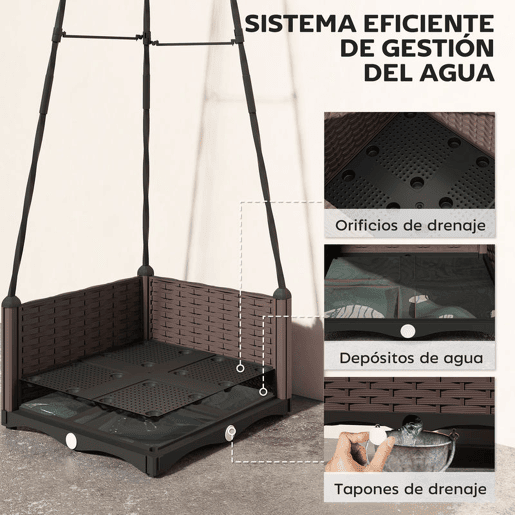 Outsunny Floreira com Treliça Metálica Floreira para Plantas Trepadeiras Vaso de PP com Orifícios de Drenagem e Tampões Floreira Elevada para Jardim Pátio 40x40x175 cm Preto