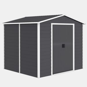 Outsunny Abrigo de Jardim Exterior 4,4 m² 240x206x198 cm Abrigo de Jardim com Porta de Correr e Fechadura Armário para Jardim Pátio Cinza Escuro