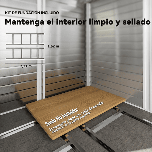 Outsunny Abrigo de Jardim Exterior 4,4 m² 240x206x198 cm Abrigo de Jardim com Porta de Correr e Fechadura Armário para Jardim Pátio Cinza Escuro