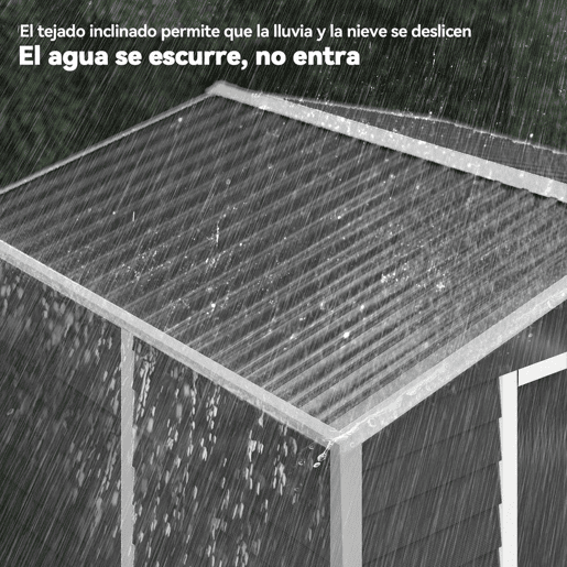 Outsunny Abrigo de Jardim Exterior 4,4 m² 240x206x198 cm Abrigo de Jardim com Porta de Correr e Fechadura Armário para Jardim Pátio Cinza Escuro