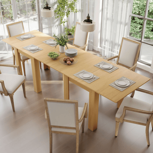 HOMCOM Mesa de Refeição Extensível 70-140x80 cm Mesa de Cozinha Extensível para 4-6 Pessoas com Puxador de PU e Almofadas de Feltro para Espaços Pequenos Sala de Estar Madeira HOMCOM Mesa de Refeição Extensível 70-140x80 cm Mesa de Cozinha Extensível para 4-6 Pessoas com Puxador de PU e Almofadas de Feltro para Espaços Pequenos Sala de Estar Madeira
