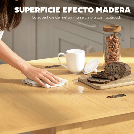 HOMCOM Mesa de Refeição Extensível 70-140x80 cm Mesa de Cozinha Extensível para 4-6 Pessoas com Puxador de PU e Almofadas de Feltro para Espaços Pequenos Sala de Estar Madeira HOMCOM Mesa de Refeição Extensível 70-140x80 cm Mesa de Cozinha Extensível para 4-6 Pessoas com Puxador de PU e Almofadas de Feltro para Espaços Pequenos Sala de Estar Madeira