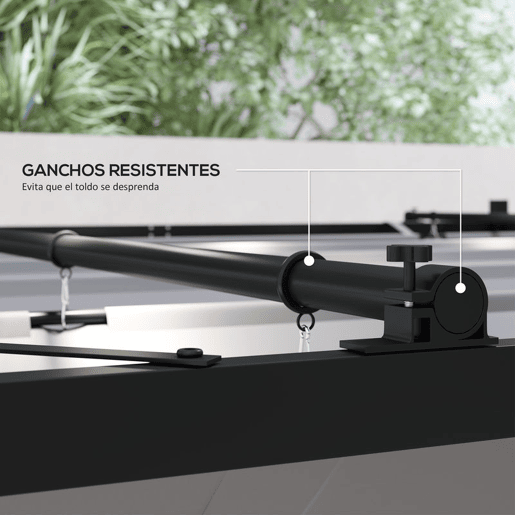 Outsunny Pérgola de Jardim 3x3 m com Teto Retrátil e Acessório Magnético, Pavilhão de Jardim com Proteção UV30+, Colunas Metálicas e Ganchos, Cobertura para Terraço, Exterior, Cinzento