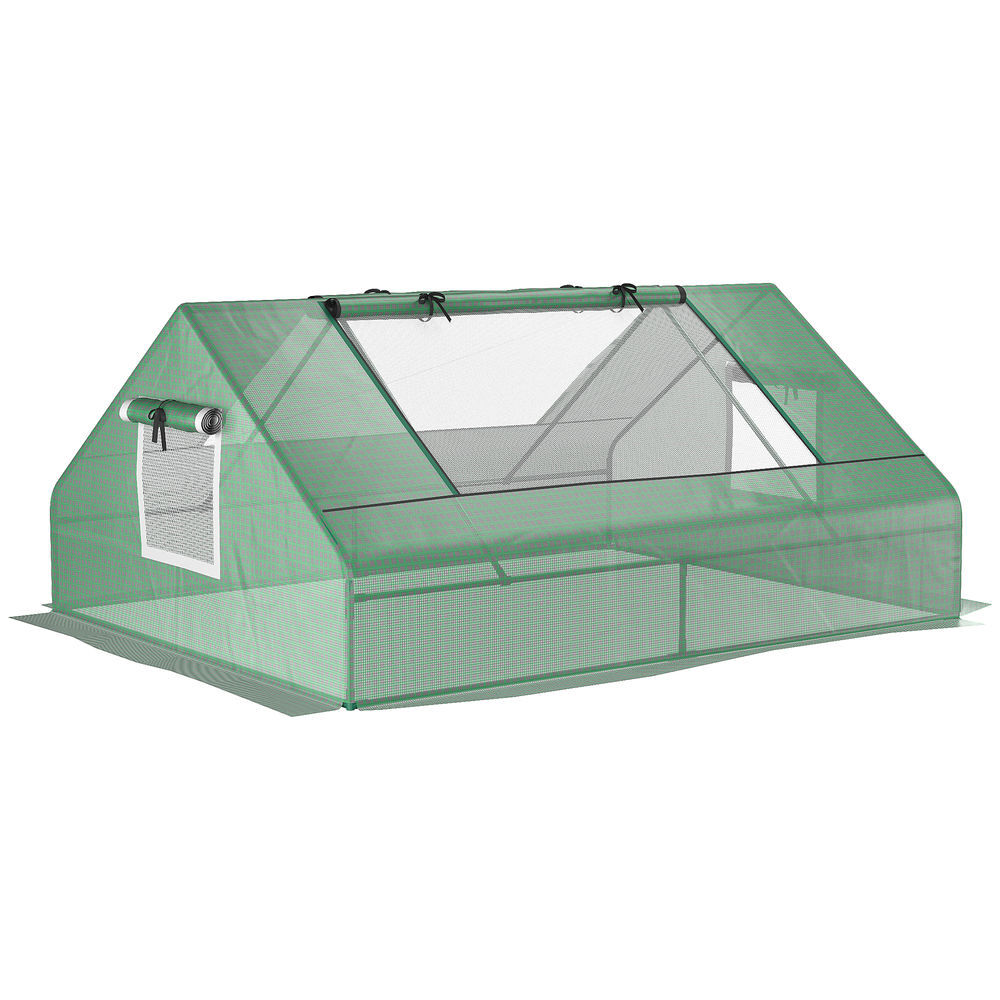 Outsunny invernadero de exterior, 180x140x80 cm, invernadero pequeño con 4 ventanas enrollables de malla, marco de acero y cubierta pe 140g/㎡ anti-uv para jardin, cultivos, plantas, verde