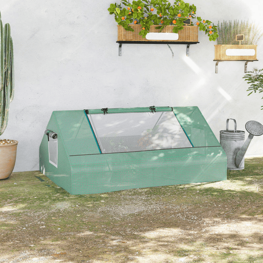 Outsunny Estufa de Exterior, 180x140x80 cm, Estufa Pequena com 4 Janelas Enroláveis de Rede, Estrutura de Aço e Cobertura PE 140g? Anti-UV para Jardim, Cultivos, Plantas, Verde