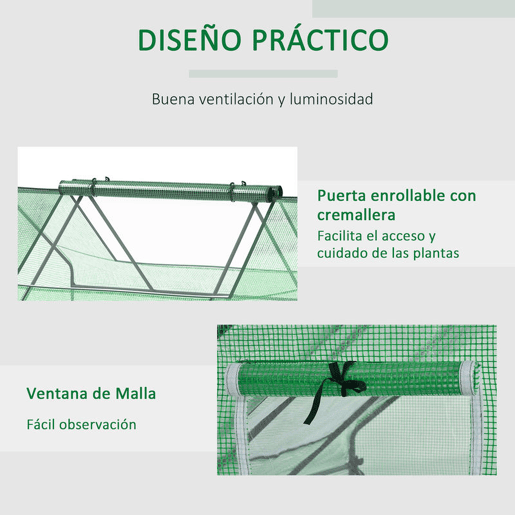 Outsunny Estufa de Exterior, 180x140x80 cm, Estufa Pequena com 4 Janelas Enroláveis de Rede, Estrutura de Aço e Cobertura PE 140g? Anti-UV para Jardim, Cultivos, Plantas, Verde