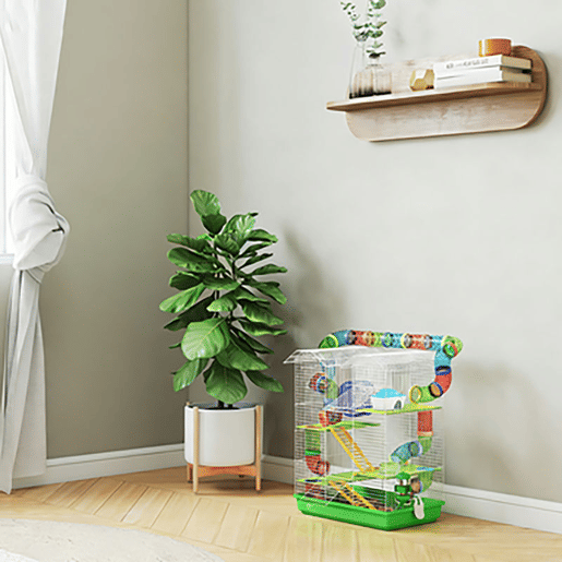 PawHut Gaiola para Hamster de 5 Níveis 47x30x59 cm Casa para Animais Pequenos com Túneis Tigela Bebedouro Casinha Roda de Exercício Rampas para Hamsters e Gerbos Verde