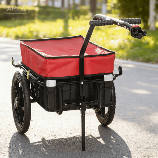 HOMCOM Reboque de Bicicleta para Carga 40 kg Carrinho de Mão com Cobertura de Tecido Oxford Impermeável, Refletores Estrutura de Aço e Alças para Transporte de Bagagem 144x59x80 cm Vermelho e Preto