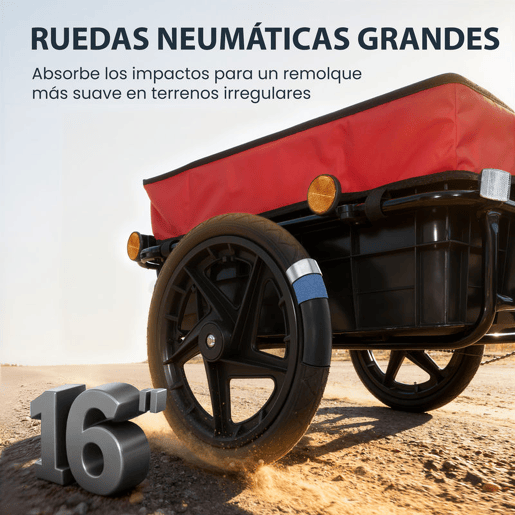 HOMCOM Reboque de Bicicleta para Carga 40 kg Carrinho de Mão com Cobertura de Tecido Oxford Impermeável, Refletores Estrutura de Aço e Alças para Transporte de Bagagem 144x59x80 cm Vermelho e Preto