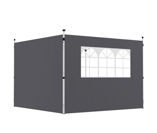 Outsunny 2 paredes laterales para carpas de 3 x 3 m, 300x200 cm, paredes laterales de repuesto para cenador de tela oxford con ventana, para jardín, exteriores, fiestas, gris oscuro