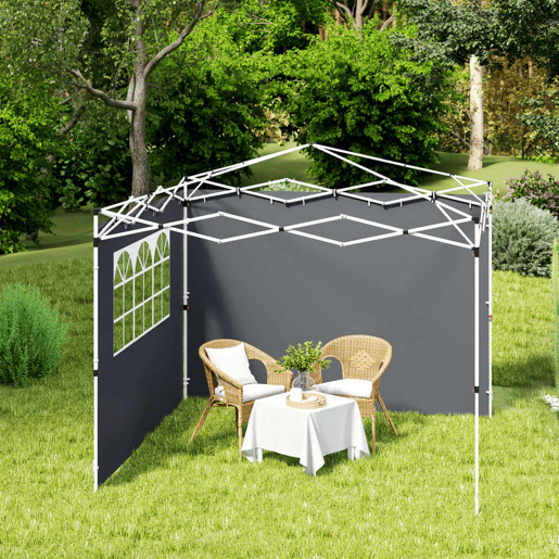 Outsunny 2 Paredes Laterais para Tendas de 295x200 cm Laterais de Substituição para Pavilhão de Tecido Oxford com Janela para Jardim Exterior Festas Cinzento Escuro