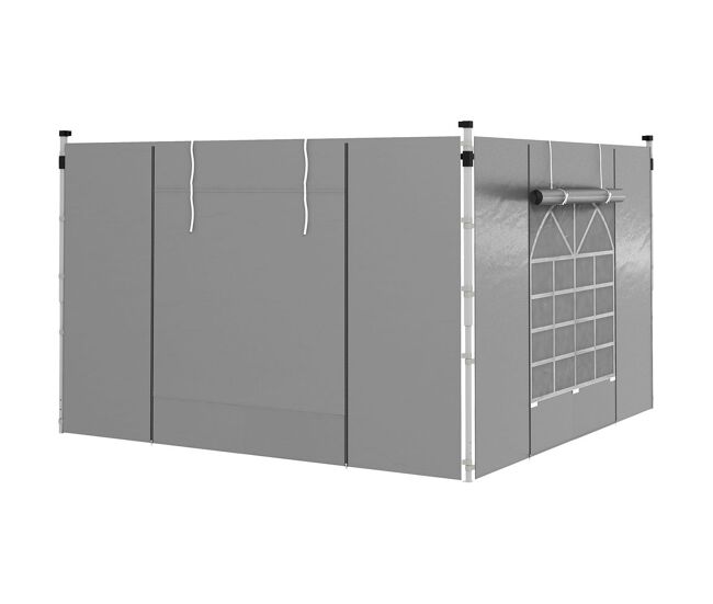 Outsunny 2 paredes laterales para carpas de 3 x 3 / 3 x 6 m, 300x200 cm, paredes laterales de repuesto para cenador de tela oxford con ventana enrollable y puerta con cremallera, para fiestas, gris