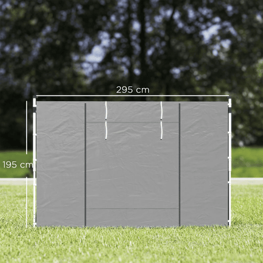 Outsunny 2 Paredes Laterais para Tendas 3 x 3  3 x 6 m, 300x200 cm, Paredes de Substituição para Pavilhão em Tecido Oxford com Janela Enrolável e Porta com Fecho, para Festas, Cinzento